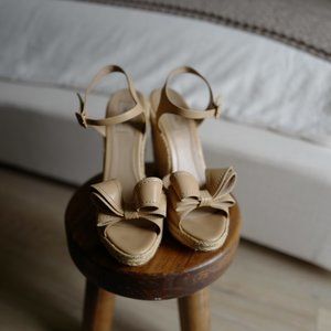 Valentino Nude Wedge Bow Heels